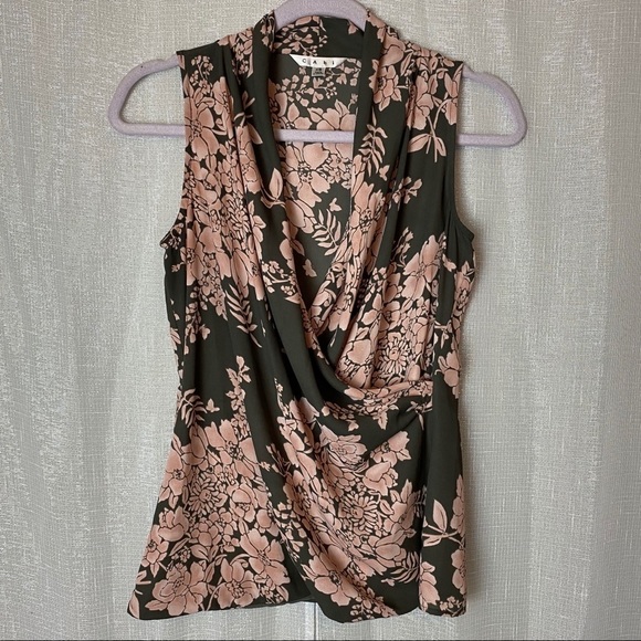 CAbi Tops - Cabi brown and pink floral sleeveless blouse ~XS